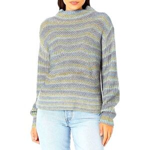 Nic + Zoe Womens Blue Crochet Winter Solstice Pullover Sweater Sweater SIZE L